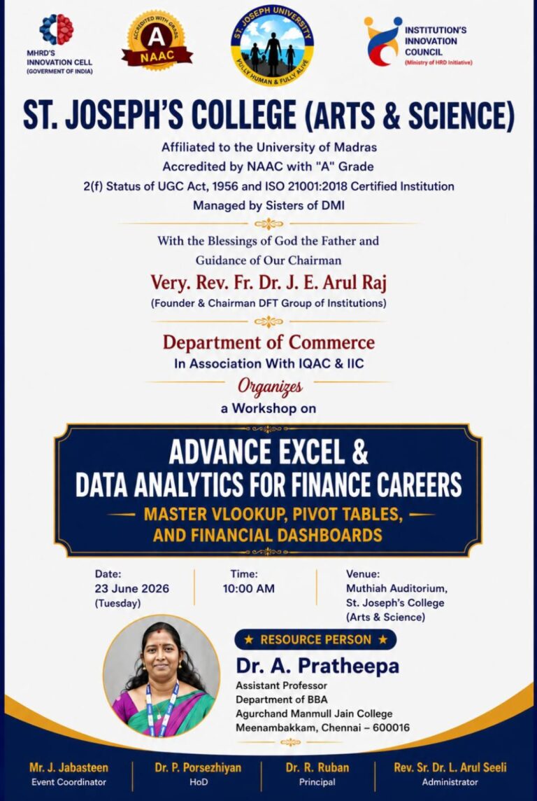 ” ADVANCE EXCEL & DATA ANALYTICS FOR FINANCE CAREERS ” – B.COM ( G )